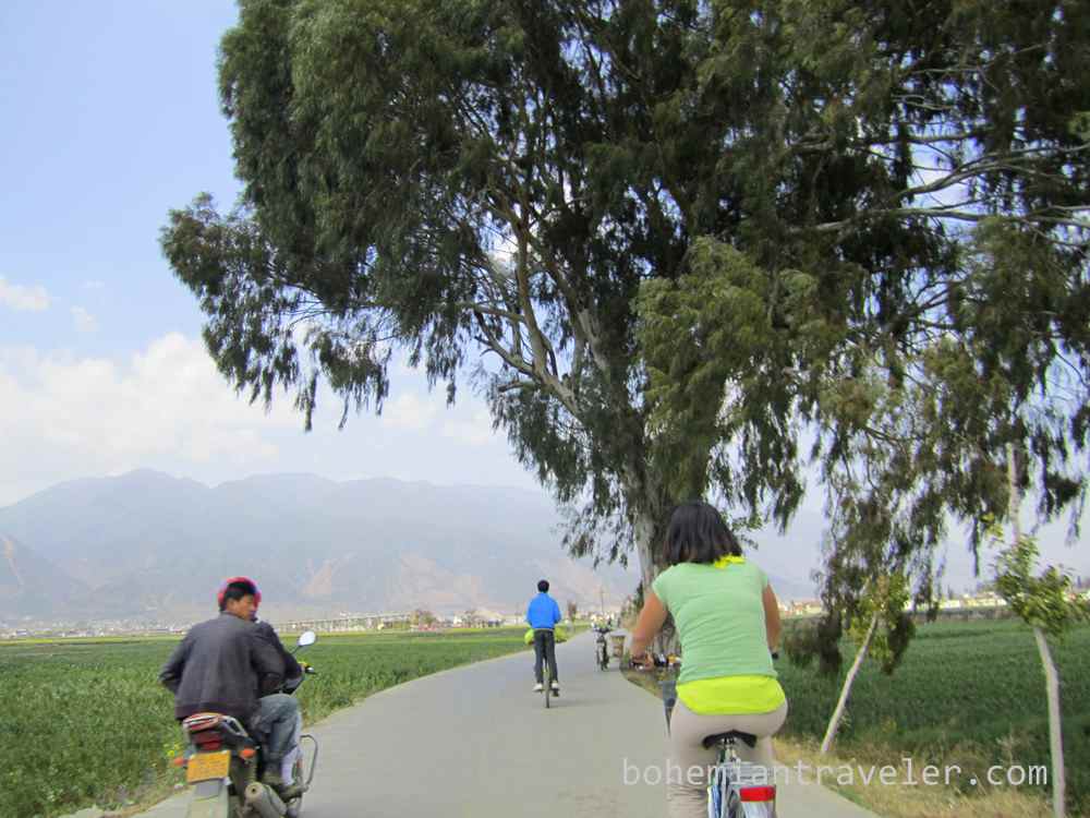 Cycling along Er Hai Lake